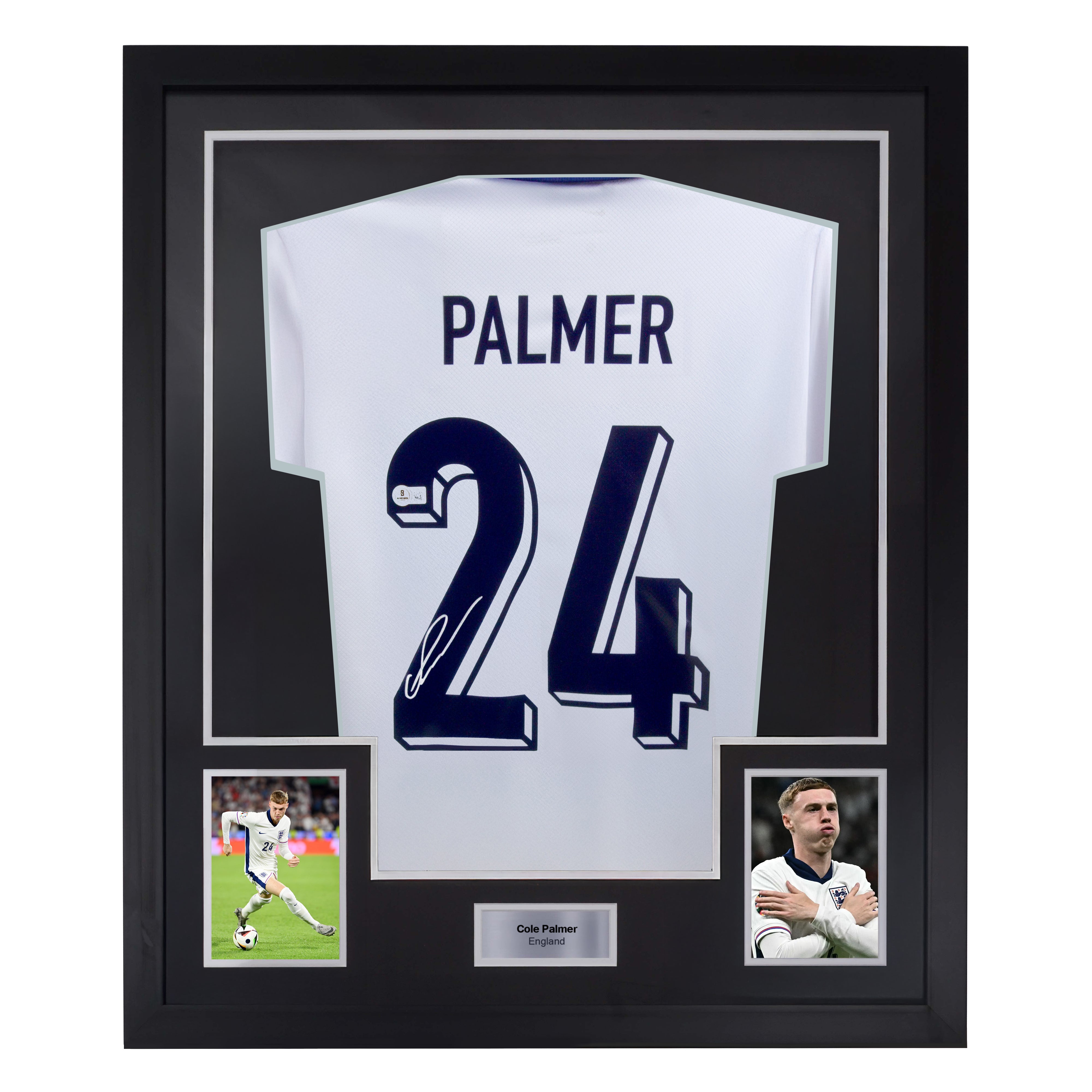 Framed Cole Palmer Signed England FC Home Soccer Jersey #24 with Beckett COA